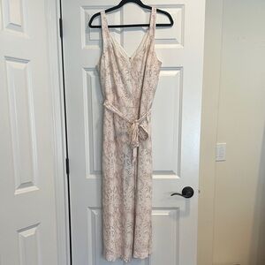 LOFT Cream Sleeveless snakeskin print Jumpsuit
